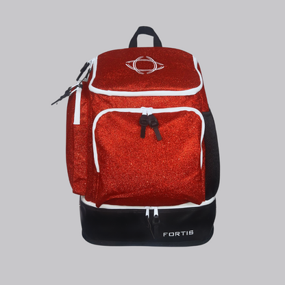 Fortis Backpack- Red sparkle/White